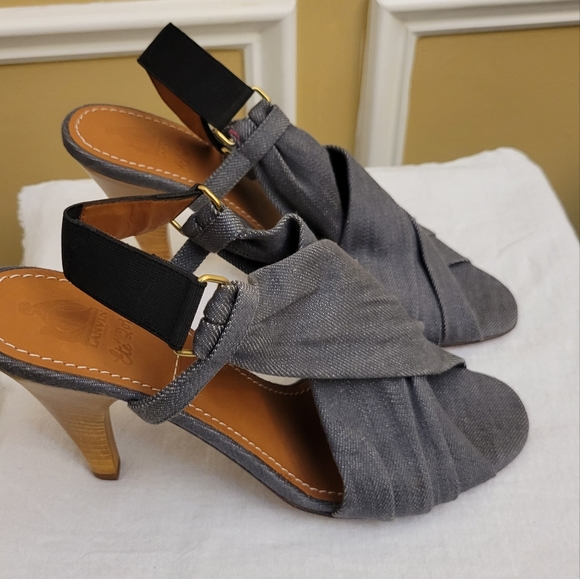 Lanvin Denim Open Toe Pumps Size 40.5/ US 10 - Picture 3 of 10